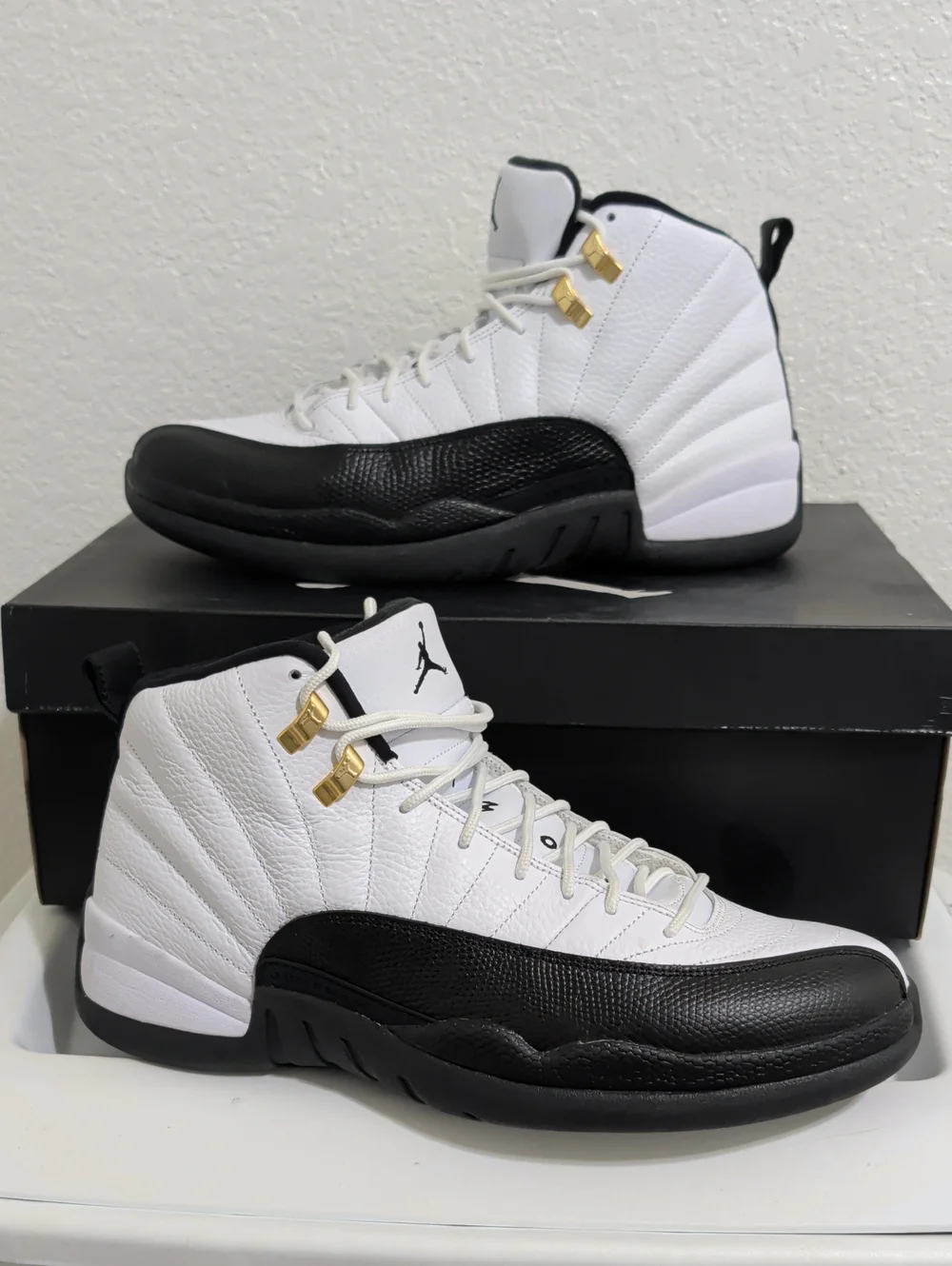 Jordan White & Black Retro High-Top with Gold Accents